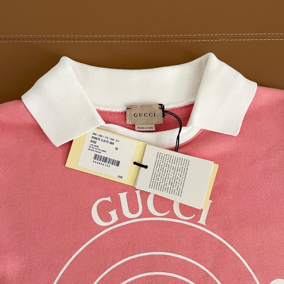 New! Gucci Logo Print Polo Dress Felted Cotton Jersey. - Picture 7 of 10